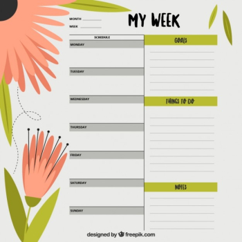 Weekly planner with flowers Weekly planner with flowers