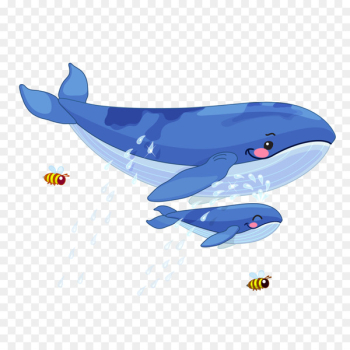 Whale Animal Illustration - Big whale and little whale Whale Animal Illustration - Big whale and little whale