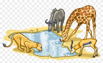 When Nature Calls - Animals At Watering Hole Clipart When Nature Calls - Animals At Watering Hole Clipart