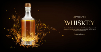 Whiskey bottle on dark Free Vector Whiskey bottle on dark Free Vector