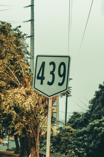 White and Black 439 Road Sign White and Black 439 Road Sign
