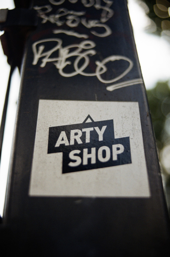 White and Black Arty Shop Sticker White and Black Arty Shop Sticker