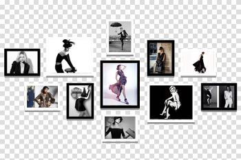 White and black frames, frame Wall, Women's clothing store Fashion Model Wall transparent background PNG clipart