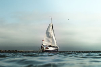 white and black sailboat on calm water white and black sailboat on calm water