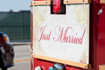White and Brown Just Married Poster