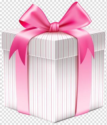 White and pink giftbox, Christmas gift Box , White Striped Gift Box transparent background PNG clipart