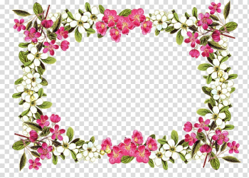 White and pink petaled flowers borderline illustration, Flower Rose , Floral Frame transparent background PNG clipart