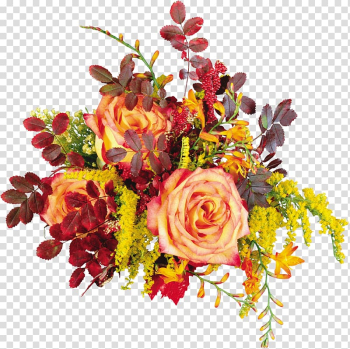 White and red flowers, Flower bouquet Autumn Floristry, Autumn roses transparent background PNG clipart