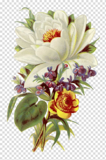 White and yellow flowers illustration, Flower bouquet Vintage clothing Floral design , Vintage white flowers transparent background PNG clipart