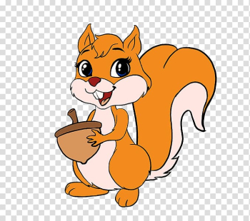 White and yellow squirrel holding nut illustration, Squirrel Rodent Drawing Cartoon Line art, squirrel transparent background PNG clipart