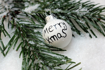 White Bauble on Christmas Tree White Bauble on Christmas Tree