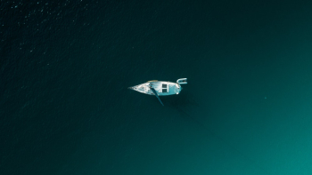 White Boat On Green Water White Boat On Green Water