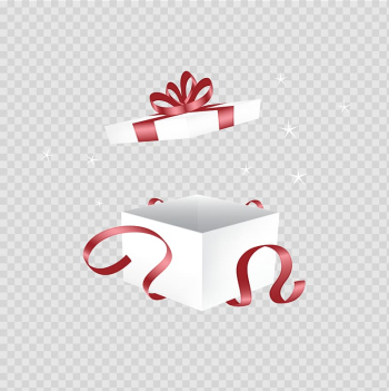 White box with red ribbon opened illustration, Gift Decorative box, Open white gift box diagram transparent background PNG clipart