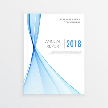 White brochure with beautiful wavy blue shapes