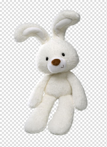 White bunny, Stuffed toy Rabbit Plush, Cute little white bunny toy transparent background PNG clipart