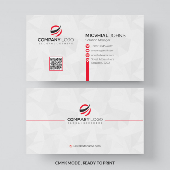 White business card with red details Free Psd