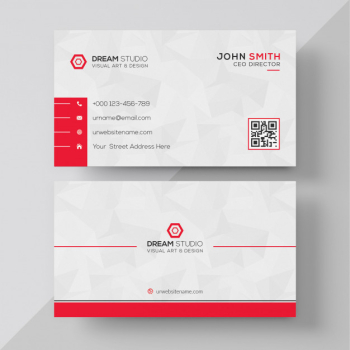 White business card with red details Free Psd