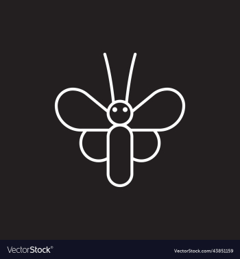 white butterfly line art icon