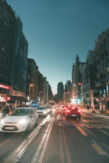 White Car on Asphalt Road during Dawn White Car on Asphalt Road during Dawn