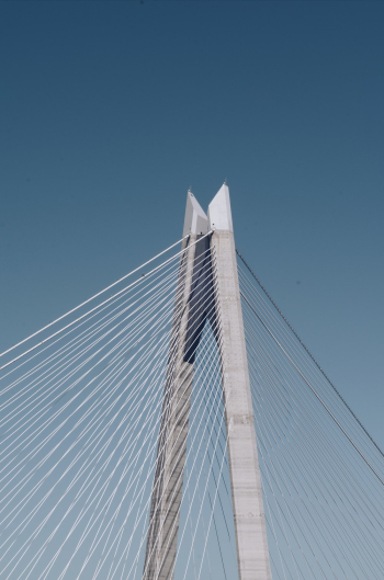 White Concrete Bridge With Cables White Concrete Bridge With Cables