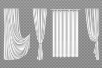 White curtains isolated on transparent Free Vector White curtains isolated on transparent Free Vector