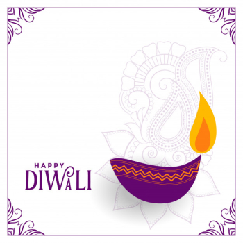 White diwali illustration with purple diya Free Vector White diwali illustration with purple diya Free Vector