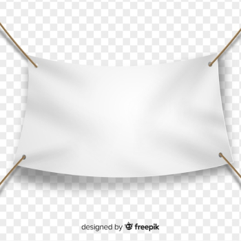 White fabric banner