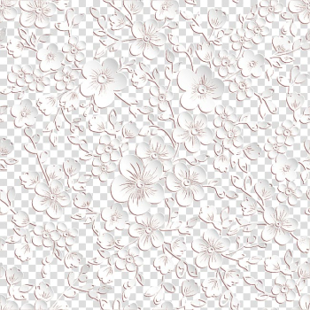 White flowers illustration, Lace Black and white Pattern, Three-dimensional flowers material transparent background PNG clipart