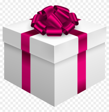 White Gift Box With Pink Bow Png Clipart - Pink Gift Box Png