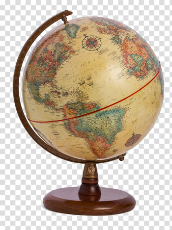 White globe with brown wooden frame transparent background PNG clipart