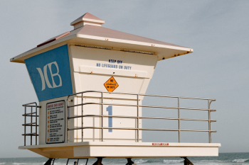 White Guard Tower on Beach White Guard Tower on Beach