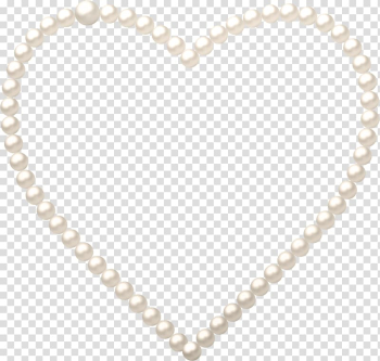 White heart illustration, Pearl Necklace, Cartoon Pearl s,Heart pearl necklace transparent background PNG clipart