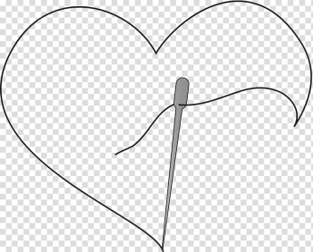 White Heart Pattern, Hand-drawn heart-shaped needle and thread transparent background PNG clipart