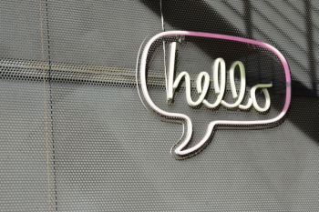 white Hello LED sign white Hello LED sign