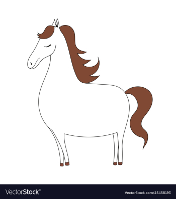 white horse with a brown mane doodle horse white horse with a brown mane doodle horse