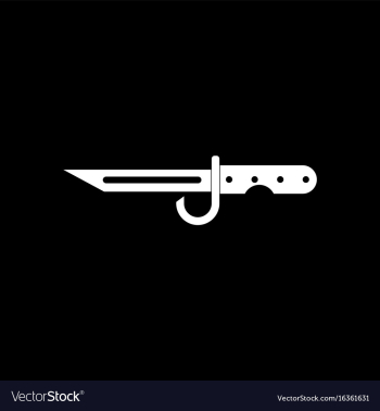 White icon on black background army bayonet knife vector image White icon on black background army bayonet knife vector image