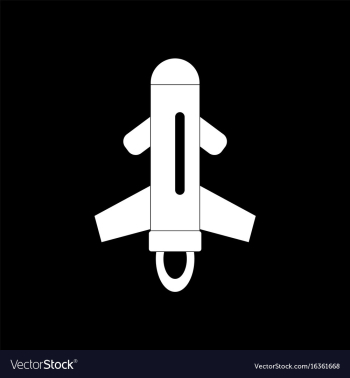 White icon on black background flying rocket vector image White icon on black background flying rocket vector image