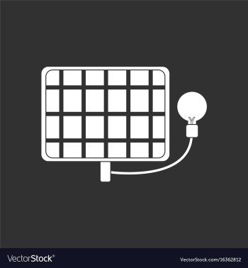 White icon on black background solar battery with vector image White icon on black background solar battery with vector image