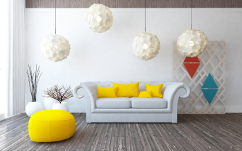 White interior design with sofa. Living room interior. Scandinavian interior. 3d illustration