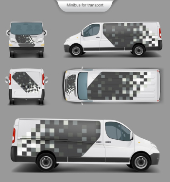 White minivan top. front, back, side view White minivan top. front, back, side view