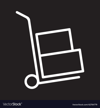 white moving hand truck line art icon