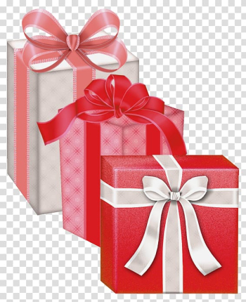 White, pink, and red gift boxes illustration, Christmas gift , Red White Gift Boxes transparent background PNG clipart