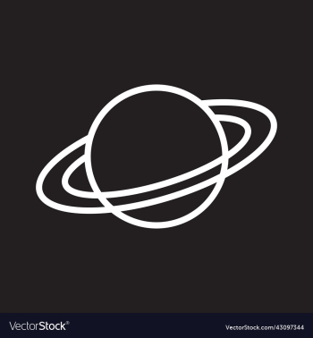 white planet saturn line art icon white planet saturn line art icon