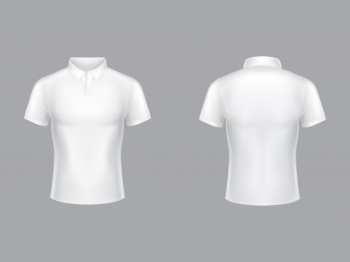 White polo shirt 3d realistic illustration of tennis t-shirt with collar and short sleeves. Free Vector