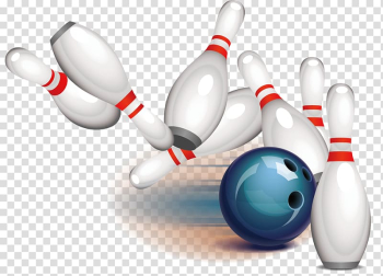 White, red, and blue bowling ball and pin set illustration, Bowling ball Bowling pin , Hand-painted bowling transparent background PNG clipart