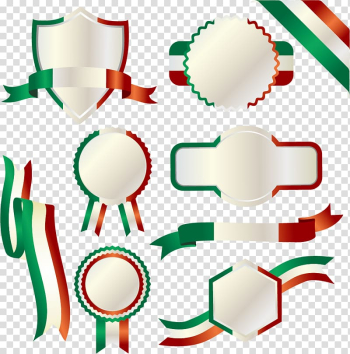 White-red-and-green ribbon , Flag of Italy Italian cuisine, Italian flag label transparent background PNG clipart