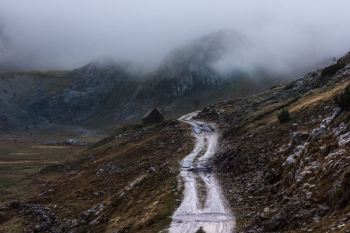 white road on mountain white road on mountain