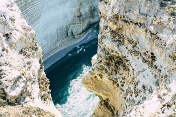 White Rock Formation and Blue Body of Water White Rock Formation and Blue Body of Water