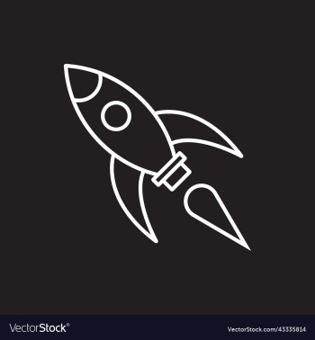 white rocket line art icon