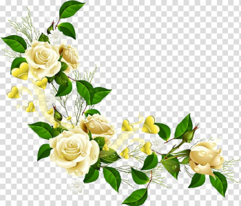 White roses border, Border Flowers , corner flower transparent background PNG clipart